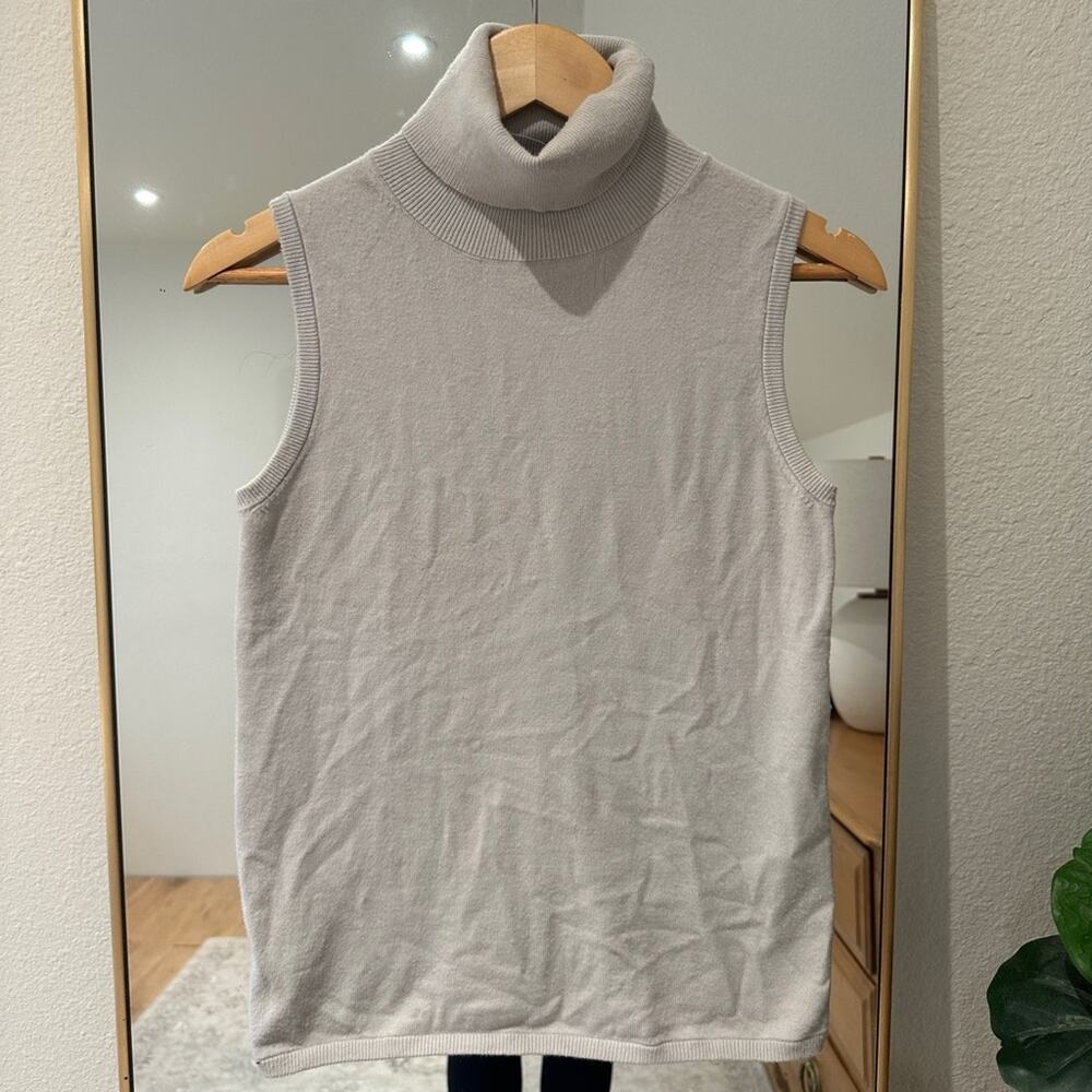 ANN TAYLOR Grey S Sleeveless Turtleneck Tank Top